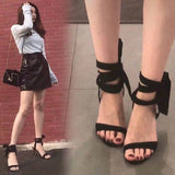 Bonded Sandals Women 2025 New Korean Version Of High-Heeled Sandals Women's Fine Heel Sex Cross-Tie Women's Shoes HZ0115
