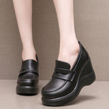 High-Poe And Soft-Soled Thick-Soled Lod Shoes Women's Slope With English Wind One-Legged Leather Shoes Mother Small Leather Shoes Deep Mouth Single Shoes HZ0115