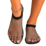 Water Drill Mesh Sandals Women 2025 Summer New Comfortable Foot Size Lady Flat Sandals HZ0115