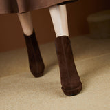 Vintage Waterproof Table Coarse Heeled Short Boots Women 2025 Autumn And Winter Round Head Thick-Soled High Heels Commuting Fashion Boots 10Cm HZ0115