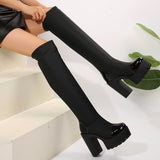 2025 Autumn And Winter New Thick Knee-High Elastic Boots Women Color Sexy Dark Large Size Women Boots HZ0115