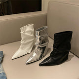 Designing A Hottie Slope And Trouser Tube Boots Autumn And Winter New Pointed Single Boots With Fashion Boots Temperament Fashion Short Boots HZ0115