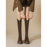 2025 Autumn And Winter New Thick Bottom V Long Boots Women Brown High And British Wind But Knee Knight Boots HZ0115