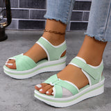 Large-Size New Sandals Women's Large-Size Thick-Bottomed Flat-Bottomed Magic Stick Daily Leisure Beach Sandals HZ0115
