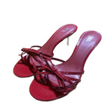 ZA2025 New Spring New Red High Quality Coarse And Bow Round Head Slippers Woman HZ0115