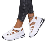 Sandals Women 2025 Summer New Large-Size Round Head Loose Cake Slope And Thick-Soled Magic Sticker Women's Shoes HZ0115