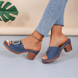 Large-Size Coarse-Heeled Slippers Women's New TEUM Explosive Belt Buckle Light Sandals Women In The Summer Of 2025 HZ0115