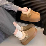 Autumn And Winter 2025 Bean Fashion Plus Thick Thick-Soled Cotton Shoes Hair Snow Boots Boken Shoes Lefu Shoes New HZ0115