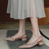 2025 Summer New Rivet With Buckle And Spring Bag Head Pointed Thick Helied Willow Shoes Sandals Women Wear HZ0115