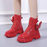 Autumn New Large-Size Ladies Pocket Locomotive Boots Female British Wind Thick Bottom With Short Barrel Knight Martin Boots HZ0115