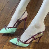 French Temperament Bow High Heels Women 2025 Pointed Thin And Sexy Fairy Wind With Buckle Head Sandals HZ0115
