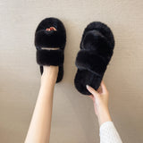 2025 Autumn And Winter New Plush Slippers Women Home Warm Cotton Slippers Casual Fashion Wearing Hair Slippers Women HZ0115