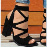 Wish New 2025 Summer Fashion Casual High Heel Fish Mouth Open Finger Large Size Sandals Women's Shoes HZ0115