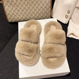 7Cm Thick-Bottomed Fur Slippers Wearing Autumn New Fashion Slope And Loose Cake Bottom-Size Cotton Slippers HZ0115