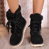 Large-Size Snow Boots Women 2025 Autumn And Winter New Velvet Thick Tie Thick Cotton Boots Women HZ0115