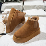 Add Velvet Round Head Jacket Cotton Boots 2025 Autumn And Winter New Large-Size Thick Snow Boots Women's Leisure HZ0115