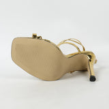 Women's Metal Stone Cross-Ankle With Square Head Slender Heel Sandals Fashion Party Gold High Heels HZ0115