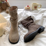 Vintage Boots Cowboy Boots Women's Shoes 2025 New Autumn And Winter Single Boots Pile Boots Boots Small Short Boots Martin Boots HZ0115