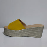 Pine Cake Slippers Women Cool Drag Slope With High Heel 7CM Word Drag Leather Large Size Women's Shoes 35-42 Perennial HZ0115