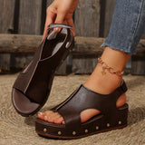 2025 New Women's Summer Thick-Soled Fish Mouth Sandals Large-Size Magic Sticker Fish Mouth Sandals HZ0115