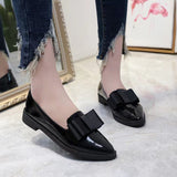 Spring Korean Version Of The Bow Tip Casual Low Single Shoes Women's Flat Base Simple Socket Commuting Women's Leather Shoes HZ0115