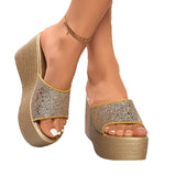 2025 Summer New One-Word Slope And Thick-Soled Pine Shoes Lints Cold Slippers Korean Version Of The Fashion Wearing Cold Slippers Women HZ0115