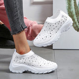 2025 Large-Size Water Drill Elastic Socks Shoes Casual Men's And Women's Sneakers Flying Woven Lightweight Shoes HZ0115
