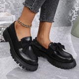 Lefu Shoes Women 2025 Spring And Autumn New Round Head British Wind Singles Women's Size One-Legged Little Leather Shoes HZ0115