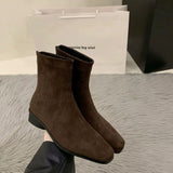 Coarse-Heeled Velvet Korean Small Ankle Boots Women's Shoes 2025 New Autumn And Winter With Velvet Thin Skin Boots HZ0115
