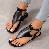 Large-Size Toe Sandals Women 2025 Leisure Flat-Bottomed Toes With A Word Buckle Beach Shoes HZ0115