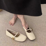 Korean Fairy Wind Word-Type Buckle With Lazy Shoes 2025 Net Red Fried Street High Value Light Mouth Anti-Slip Single Shoes HZ0115