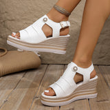Large-Size Grass-Weed High-Heeled Sandals Women's 2025 New Thick-Sed Fish Mouth Roman Shoes With High-Heeled Women's Sandals HZ0115