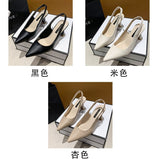French Retro Pointed Thick Heel High Heel Shoes After The 2025 Summer New Women's Professional Work Single Shoe Bag HZ0115