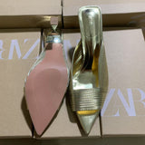ZA2025 Spring New High Heels Gold Tips After Leaking Classic Fashion Wearing Women's Shoes HZ0115