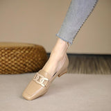 Small Leather Shoes Female British Wind 2025 Spring And Autumn New Coarse Heel Single Shoes One Foot Pedalle Shoes Women's Heel HZ0115