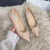 Small Sharp Head Soft Soles In The Increase Single Shoes Spring And Autumn Leather Bare Light Flat Commuting V Buckle Temperament Women's Shoes HZ0115
