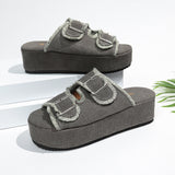 2025 Summer New Large-Size Lady Thick-Sed Denim Sandals Light And Comfortable Round Head HZ0115