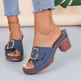 Fish Mouth Slippers Women 2025 Summer New Size Coarse And Fang Buckle Type High Heel Slippers HZ0115