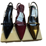 Spring 2025 New Patent Leather Fine Heel Sandals With Sharp Head Back Empty Cat Root Muller 4086 HZ0115