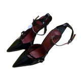 In The Autumn Of 2025, The New Women's Shoes Black Patent Leather Pointed And High-Heeled High-Heeled Muller Shoes With High Heels. HZ0115