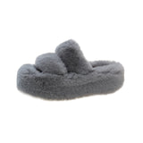 Large-Size Tide Slew Soft 7Cm External Wear Hairy Slippers Women Flat-Bottom One-Word Drag Autumn New Thick HZ0115