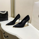 French Single-Shoe Black Velvet Face High-Heeled Women's Fine Heel 2025 Spring 2025 New Temperament Career HZ0115