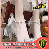 18-Year-Old Adult Lily Net Bow Bow High Heels Women With Pearl Fine Sandals Female Beautiful Princess Wedding Shoes HZ0115