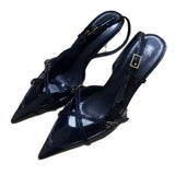 ZAJ2025 Spring New Cross-Scutter Buckle High Heel Sandals Fine Heel Stumbling Belt Daily Wear Women HZ0115