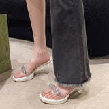 High-Heeled Sandals Women's Summer 2025 New Out-Of-Crystal Diamond Thick-Bottom Fairy Fairy-Selds Sexy Crystal Coarse And Cool Drag HZ0115