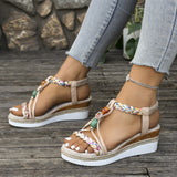 Large-Size Slope Heel Sandals Women In The Summer Of 2025 New Thick-Soled Loose Tight With Casual Beach Roman Sandals HZ0115
