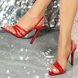 Fashion Women's Shoes Red Sexy High Heels Women's Fine Heel With A Lot Of Sandals White HZ0115