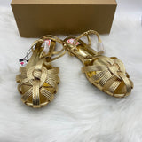 ZA Home 2025 New Ins Fashion Show Gold With Simple Toe Women's Shoes Sandals HZ0115