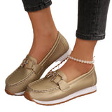 Thick-Bottomed Casual Sneakers Casual Ladies Metal Chain 2025 Summer New Large-Size Single Shoes HZ0115