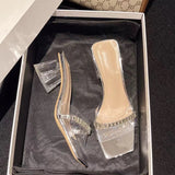 French Transparent Large-Size Thick-Heeled Sandals Women 2025 Summer New Fairy Wind High Heel Slippers Temperament Water Women's Shoes HZ0115
